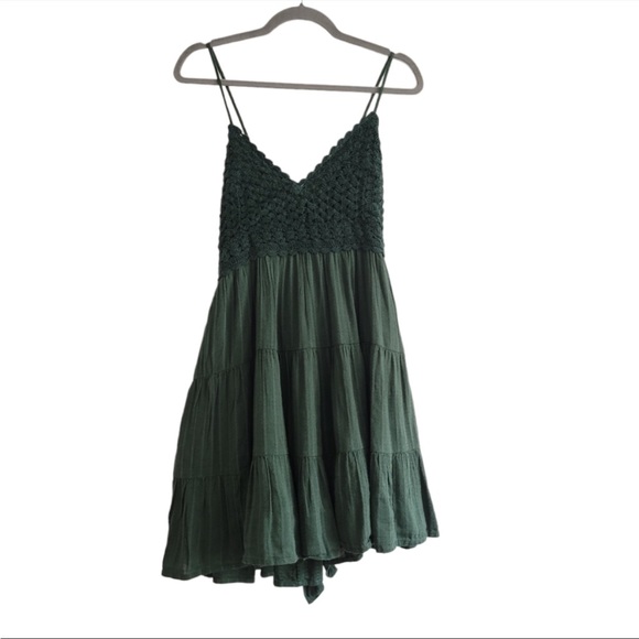 aerie Dresses & Skirts - NWT / Aerie Green Crochet Textured Mini Dress